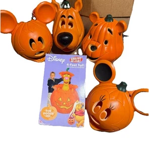 Vtg Disney Halloween Pumpkins  Minnie Mickey Pooh Scooby Doo Blow Up Tigger - Picture 1 of 9