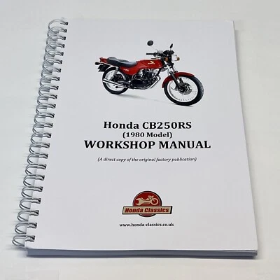 Honda CB250RS Fabbrica Officina Shop Manuale Libro, Riproduzione HWM074 - Immagine 1 di 4