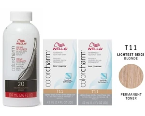 Wella T11 Lightest Beige Blonde 1.4 oz (Pack of 2) and Cream Developer 20 Volume - Picture 1 of 1