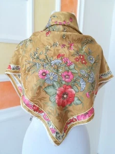 Schal, Seidentuch Vintage mit Blumen - Bild 1 von 7
