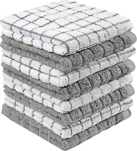 Paños de cocina de algodón premium Bumble (12" X 12") diseño a cuadros grises | altamente absorbentes - Imagen 1 de 8