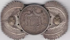 Hawaii Kingdom 1 Dollar Akahi Dala 1883 Belt Buckle w/coat of arms motif * RARE* - Picture 1 of 4