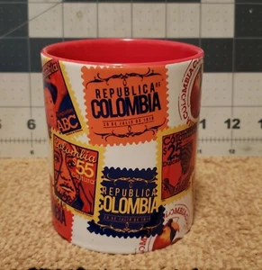 Taza de café roja con sello República of Columbia - Imagen 1 de 6