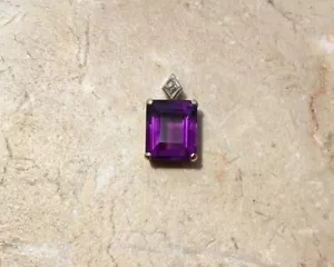 Vintage Estate Amethyst & Diamond Pendant, 14k - Picture 1 of 9