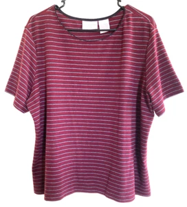 Worthington Knit Top Size 1X Multicolored Short Sleeve Round Neck 1 Extra Large - Picture 1 of 6
