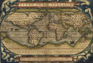 Vintage Poster Print map of world Ortelius old painting - Picture 1 of 6