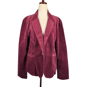 Calvin Klein Jeans Womens Corduroy Sports Jacket One Button Career Burgundy XL - Picture 1 of 10