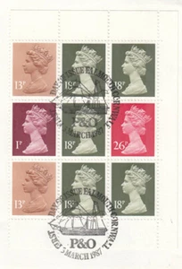 P&O Booklet Pane GB Used stamps Falmouth Cornwall 1987 ON PIECE (146682) - Picture 1 of 1