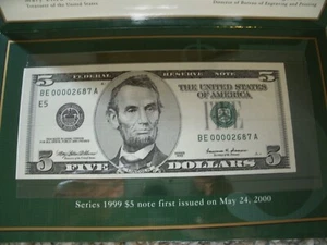 Low Numbered Uncirculated $5 Note - 1999 - Picture 1 of 3