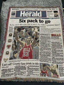 Vtg Chicago Bulls Michael Jordan MJ Six Pack To Go Throw Blanket RARE 1D86 - Picture 1 of 8