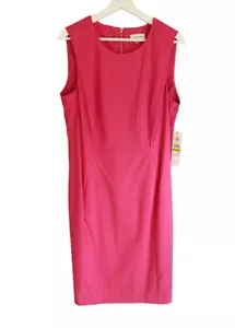 Calvin Klein Mantel Rayon Mischung Kleid Damen 14 rosa Punkte goldfarbener Reißverschluss Stretch neu mit Etikett - Bild 1 von 7