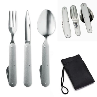 Camping Besteck Reisebesteck Klappbesteck Messer Gabel Löffel Outdoorbesteck - Bild 1 von 3