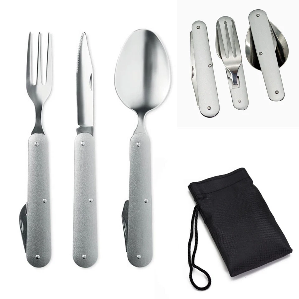 Camping Besteck Reisebesteck Klappbesteck Messer Gabel Löffel Outdoorbesteck - Bild 1 von 3