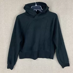 So kurzes Sweatshirt M Damen schwarz Pullover Hoodie mit Kapuze Vlies entspannt gemütlich - Bild 1 von 10