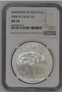 2008-W American Silver Eagle NGC MS-70 with Brown Label - Picture 1 of 2