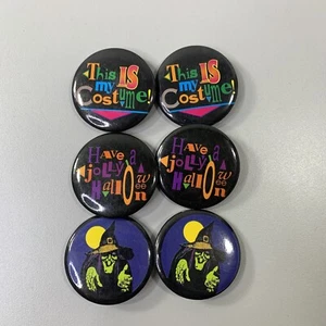 HALLOWEEN COSTUME BUTTON vtg This IS My Costume Witch Have A Jolly Halloween Set - Picture 1 of 3