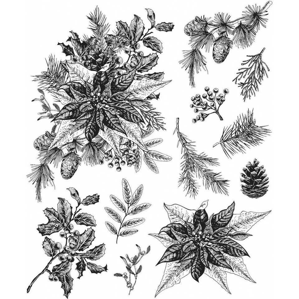 Tim Holtz Stampers Anonymous "YULETIDE MEETINGS" Conjunto de Carimbo de Borracha 2019 - Imagem 1 de 1