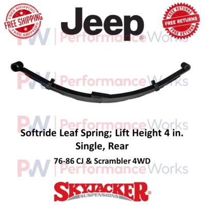 Skyjacker Softride Leaf Spring 4" trasero para 76-86 Jeep CJ5 / CJ7 / Scrambler 4x4 Foto 1 de 4