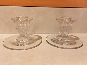 fostoria, american clear, set di 2 candelabri a luce singola 3'' - Foto 1 di 3