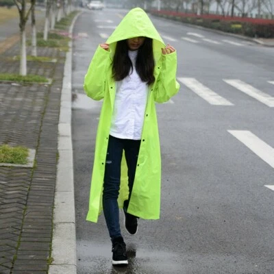 Lady Durable Poncho Hooded Long Jacket Raincoats Outdoor Travel Rainwear Fashion - Image 1 of 4