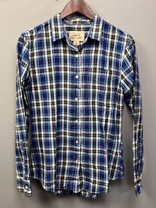 Just A Cheap Shirt Mens Medium Button Up Western Blue Plaid Pocket JACP Casual