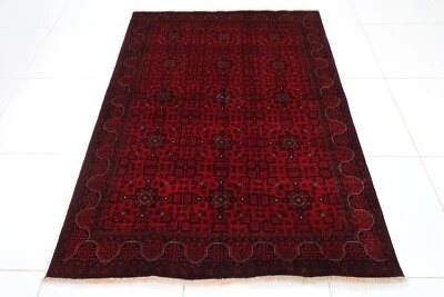 5 x 7 ft Bokhara Red Fine Area Rug Afghan Hand Knotted Wool Living Room Rug - Image 1 of 4