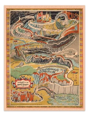 The Quest of the Goodly Knights 1927 Vintage MAP POSTER -Unframed- Print - Image 1 of 4