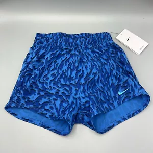 Nike One Kids Standard Fit Animal Print Shorts. Blue/Dark Blue Dri-Fit, Sz XS. - Picture 1 of 8