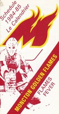 1984-85 AHL Hockey Moncton Golden Flames Pocket Schedule Sked - Ziggy's