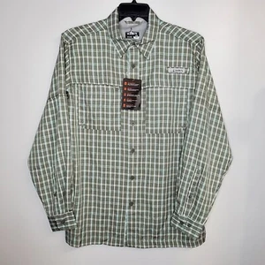 Habit Mens Vented Fishing Button Up Shirt Long Sleeve Gray Plaid Solar SZ M Flaw - Picture 1 of 17