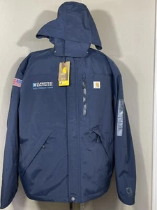 Carhartt Storm Defender Shoreline Heavyweight Jacket Navy Embroidered Size 2XL - Picture 1 of 23