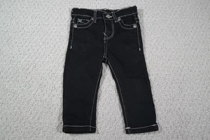 True Religion Jeans Kleinkind 18M schwarz gerades Bein Kontrastnähte Stretch Denim - Bild 1 von 7