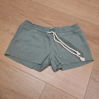 Pantalones Cortos Roxy Para Mujer Verde Mezcla de Lino con Cordón XS Playa Exterior Foto 1 de 4