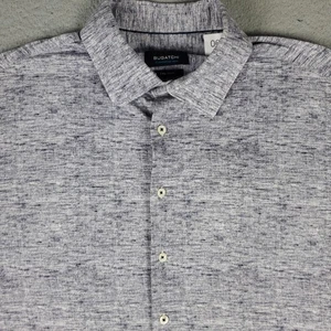 Bugatchi Shirt Mens Size XL Gray 8 Way Stretch Button Up Short Sleeve - Picture 1 of 8