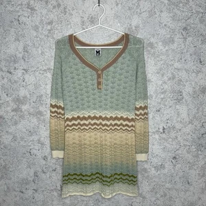 Missoni Women's Cotton Multicolor V-Neck Crochet Button Dress Long Sleeve Italy - Picture 1 of 9