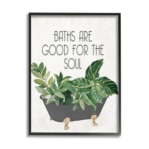 Botanical Bath Phrase Black Framed Giclee Art Design by Lanie Loreth - Picture 1 of 8