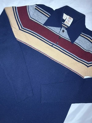 Vintage Alfie California Sweater Mens Medium Striped Boogie Nights Disco 60s 70s - Image 1 of 4