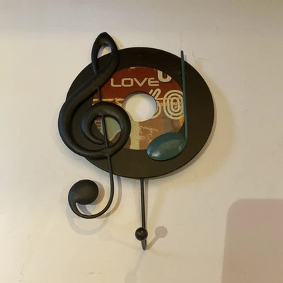 "Disco de hojalata de música con notas arte de pared de metal para música 11"" H x 7""" Foto 1 de 4