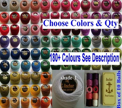 10 Anchor pearl cotton crochet embroidery thread balls size 8 choose colors 85m
