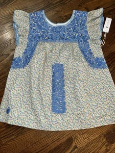 NWT J. MARIE Embroidered floral lined Ruffle Top Size large XS - Picture 1 of 5