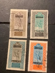 Briefmarken, Französischer Sudan, 5, Scott#24, 31, 33, 39, gebraucht siehe Bild - Bild 1 von 2