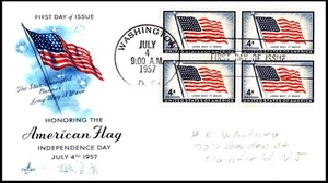 1094 US American flag FDC. Artcraft Cachet honoring the 4th of July, B4, OF - Picture 1 of 3