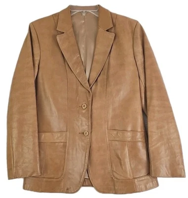 Lady Scully ~Woman Size 14~ Light Brown  100% Leather Coat Jacket. - Image 1 of 4