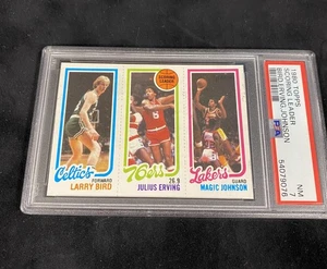 1980 Topps Magic Johnson Larry Bird Julius Erving RC Scoring Leader PSA 7 Rookie - Picture 1 of 2