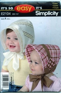 Babies and Toddler Hats in 4 Sizes - XS-L (17-20") - Easy Simplicity Sewing Ptrn - Picture 1 of 2
