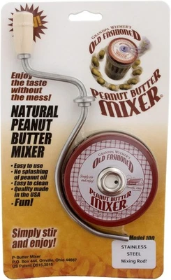 HIC KITCHEN Organic Self Cleaning Peanut Butter Mixer for 16-Ounce Jar with 3" Diameter, NEW