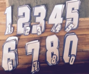 WEISS-CAROLINA BLAU Hockey Trikot Rücken + Ärmel Tackle Twill Nummer Set Kit 041 - Bild 1 von 1