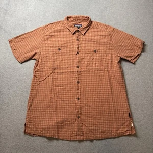 Patagonia Shirt Mens Large Orange Organic Cotton Button Up Hiking Outdoor Adult - Picture 1 of 8
