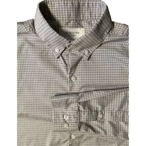 Ministry of Supply Mens Dress Shirt Collared Button Down Gray Check Preppy Small - Picture 1 of 7