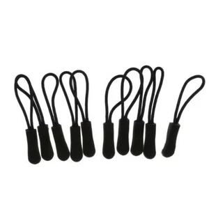 10pcs zipper tag pulls Replacement  Cord Puller Slider Jacket Backpack Black/ - Picture 1 of 12